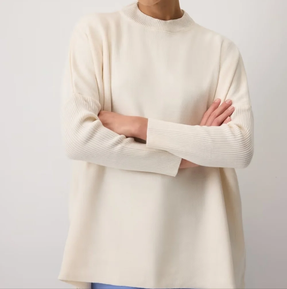 TOUCHE PRIVE Cream Oversized Drop Shoulder Knit Tunic Sweater Standard/One Size - Picture 3 of 12